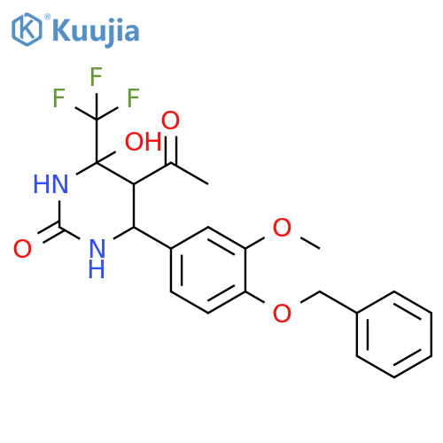 5-acetyl-6-[4-(benzyloxy)-3-methoxyphenyl]-4-hydroxy-4-(trifluoromethyl)-1,3-diazinan-2-one structure