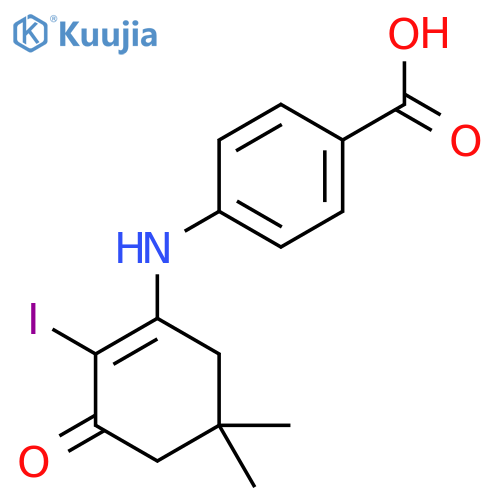 4-(2-Iodo-5,5-dimethyl-3-oxo-1-cyclohexenyl)aminobenzenecarboxylic acid structure