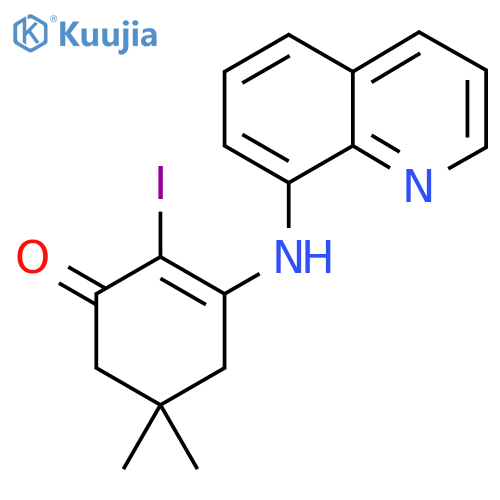 2-Iodo-5,5-dimethyl-3-(8-quinolinylamino)-2-cyclohexen-1-one structure