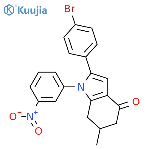 2-(4-bromophenyl)-6-methyl-1-(3-nitrophenyl)-6,7-dihydro-5H-indol-4-one structure