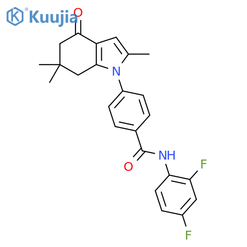 N-(2,4-Difluorophenyl)-4-(2,6,6-trimethyl-4-oxo-4,5,6,7-tetrahydro-1H-indol-1-yl)benzamide structure