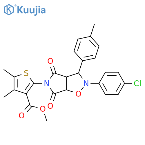 methyl 2-[2-(4-chlorophenyl)-3-(4-methylphenyl)-4,6-dioxo-hexahydro-2H-pyrrolo[3,4-d][1,2]oxazol-5-yl]-4,5-dimethylthiophene-3-carboxylate structure