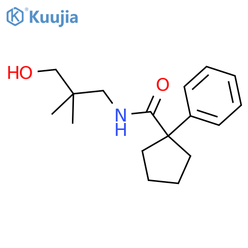N-(3-hydroxy-2,2-dimethylpropyl)-1-phenylcyclopentane-1-carboxamide structure