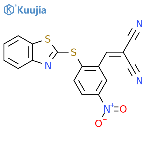 ((2-Benzothiazol-2-ylthio-5-nitrophenyl)methylene)methane-1,1-dicarbonitrile structure
