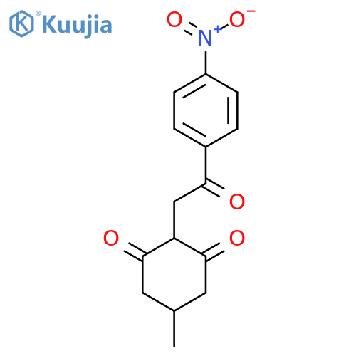 5-Methyl-2-(2-(4-nitrophenyl)-2-oxoethyl)cyclohexane-1,3-dione structure