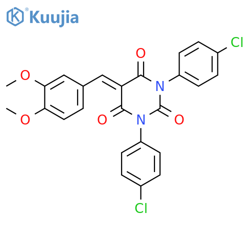 1,3-bis(4-chlorophenyl)-5-[(3,4-dimethoxyphenyl)methylidene]-1,3-diazinane-2,4,6-trione structure