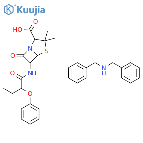 4-Thia-1-azabicyclo[3.2.0]heptane-2-carboxylicacid, 3,3-dimethyl-7-oxo-6-[(1-oxo-2-phenoxybutyl)amino]-, [2S-(2a,5a,6b)]-, compd. with N-(phenylmethyl)benzenemethanamine (9CI) structure