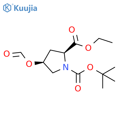 1,2-Pyrrolidinedicarboxylic acid, 4-(formyloxy)-, 1-(1,1-dimethylethyl) 2-ethyl ester, (2S,4S)- structure