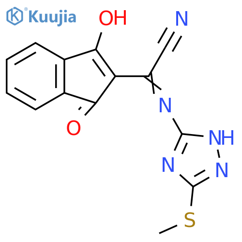 Acetonitrile, 2-(1,3-dihydro-1,3-dioxo-2H-inden-2-ylidene)-2-[[5-(methylthio)-1H-1,2,4-triazol-3-yl]amino]- structure