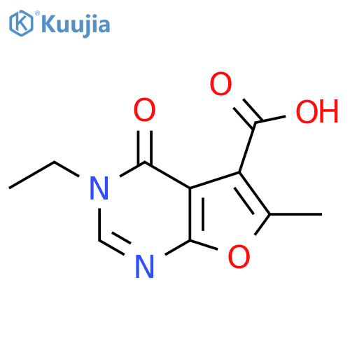 3-ethyl-6-methyl-4-oxo-3H,4H-furo[2,3-d]pyrimidine-5-carboxylic acid structure