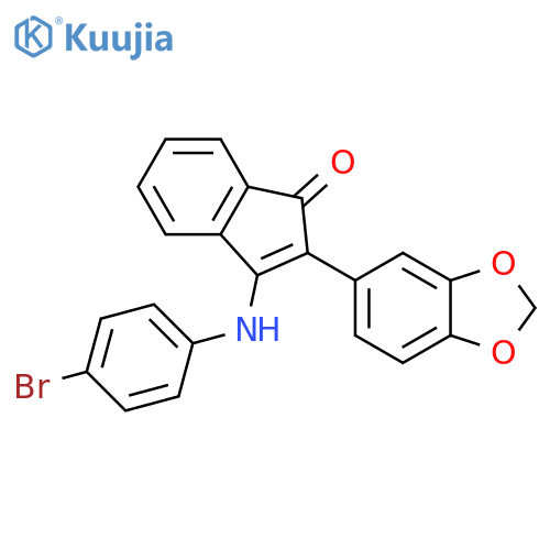 2-(1,3-benzodioxol-5-yl)-3-(4-bromoanilino)inden-1-one structure
