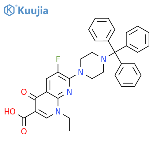 1,8-Naphthyridine-3-carboxylic acid, 1-ethyl-6-fluoro-1,4-dihydro-4-oxo-7-[4-(triphenylmethyl)-1-piperazinyl]- structure