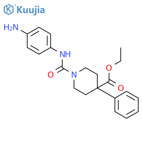 4-Piperidinecarboxylicacid, 1-[[(4-aminophenyl)amino]carbonyl]-4-phenyl-, ethyl ester structure