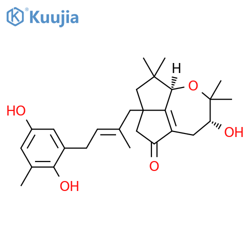 8-Oxabicyclo[5.4.1]dodec-1(12)-en-2-one,12-[(2E)-4-(2,5-dihydroxy-3-methylphenyl)-2-methyl-2-butenyl]-10-hydroxy-6,6,9,9-tetramethyl-,(7R,10R)- (9CI) structure