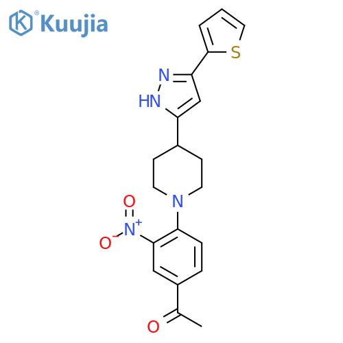 1-(3-Nitro-4-{4-5-(2-thienyl)-1H-pyrazol-3-ylpiperidino}phenyl)-1-ethanone structure