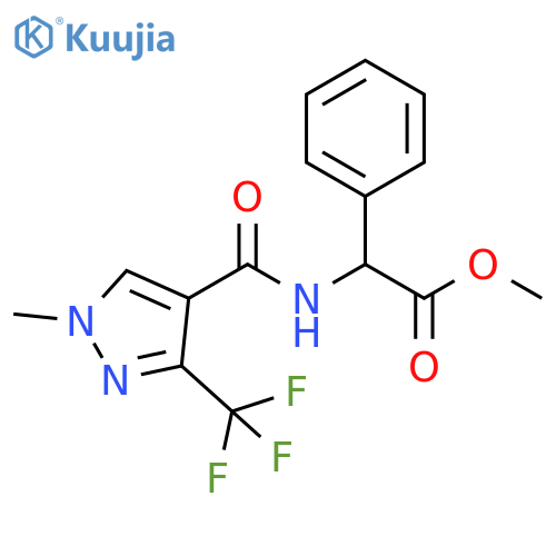 methyl 2-{[1-methyl-3-(trifluoromethyl)-1H-pyrazol-4-yl]formamido}-2-phenylacetate structure