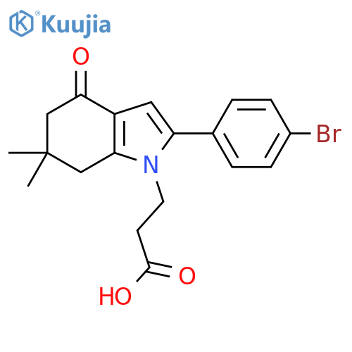 3-(2-(4-Bromophenyl)-6,6-dimethyl-4-oxo-5,6,7-trihydroindolyl)propanoic acid structure