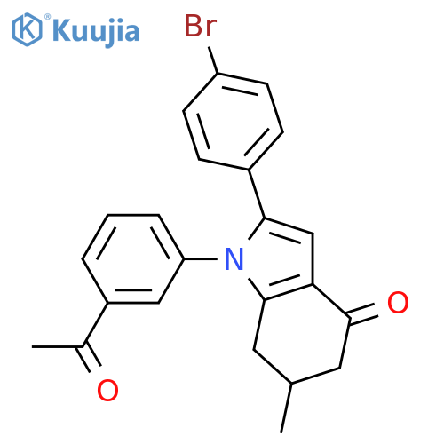 1-(3-acetylphenyl)-2-(4-bromophenyl)-6-methyl-6,7-dihydro-5H-indol-4-one structure