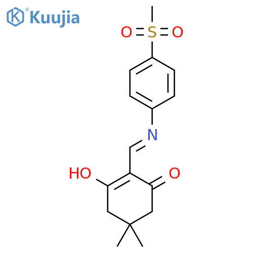 5,5-Dimethyl-2-(((4-(methylsulfonyl)phenyl)amino)methylene)cyclohexane-1,3-dione structure