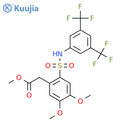 Methyl (2-(((3,5-bis(trifluoromethyl)phenyl)amino)sulfonyl)-4,5-dimethoxyphenyl)acetate structure