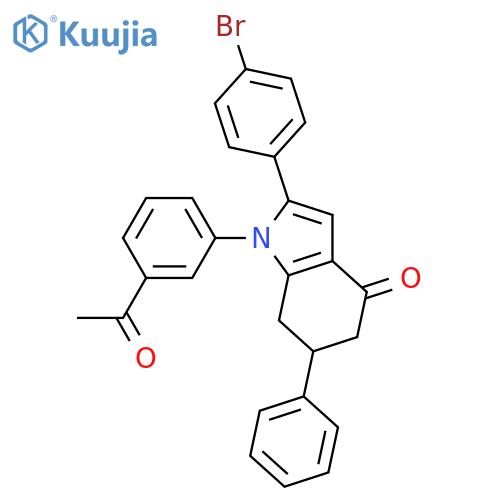 1-(3-acetylphenyl)-2-(4-bromophenyl)-6-phenyl-6,7-dihydro-5H-indol-4-one structure