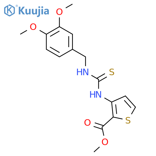 Methyl 3-(((((3,4-dimethoxyphenyl)methyl)amino)thioxomethyl)amino)thiophene-2-carboxylate structure