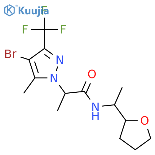 <br>2-[4-bromo-5-methyl-3-(trifluoromethyl)-1H-pyrazol-1-yl]-N-(1-tetrahydrofur an-2-ylethyl)propanamide structure