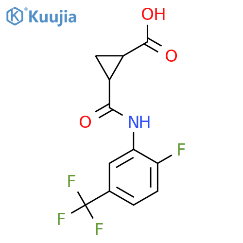 2-{2-Fluoro-5-(trifluoromethyl)anilinocarbonyl}cyclopropanecarboxylic acid structure