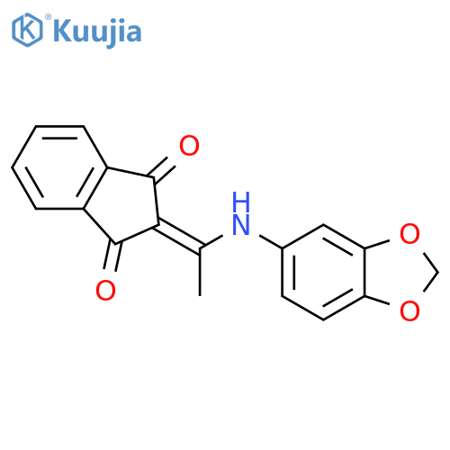 2-{1-[(2H-1,3-benzodioxol-5-yl)amino]ethylidene}-2,3-dihydro-1H-indene-1,3-dione structure