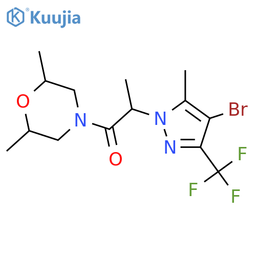 <br>2-(4-Bromo-5-methyl-3-trifluoromethyl-pyrazol-1-yl)-1-(2,6-dimethyl-morphol in-4-yl)-propan-1-one structure