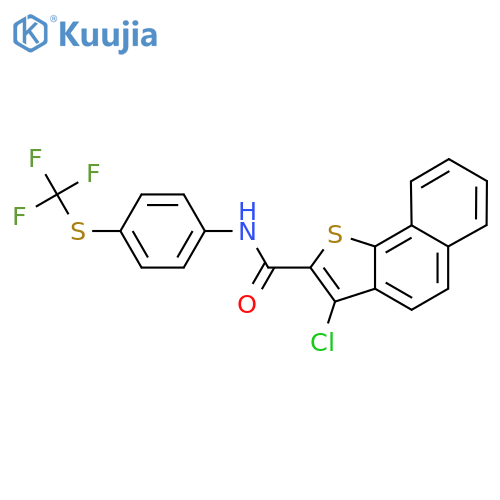 (3-Chlorobenzo[g]benzo[b]thiophen-2-yl)-N-(4-(trifluoromethylthio)phenyl)formamide structure