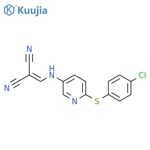 2-[[[6-(4-chlorophenyl)sulfanylpyridin-3-yl]amino]methylidene]propanedinitrile structure