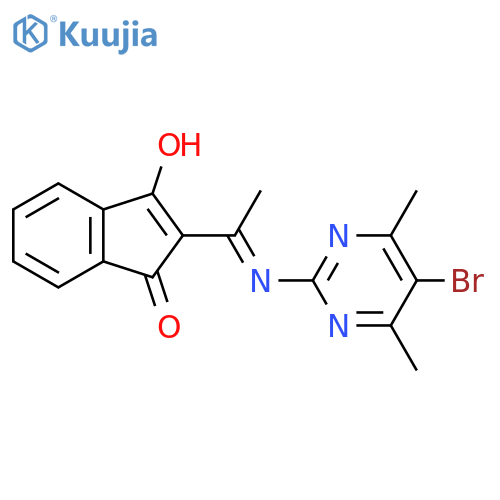 2-{1-(5-Bromo-4,6-dimethyl-2-pyrimidinyl)aminoethylidene}-1H-indene-1,3(2H)-dione structure