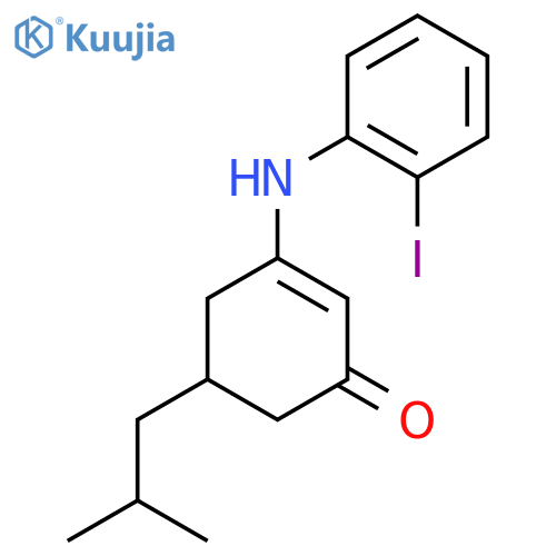 3-((2-Iodophenyl)amino)-5-(2-methylpropyl)cyclohex-2-EN-1-one structure