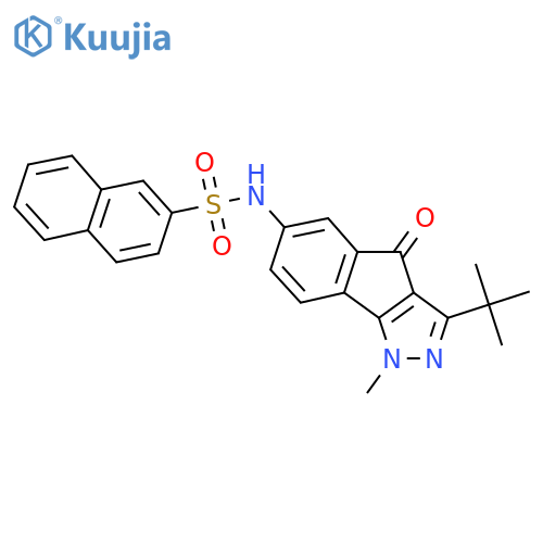 3-(Tert-butyl)-1-methyl-6-((2-naphthylsulfonyl)amino)indeno[2,3-D]pyrazol-4-one structure