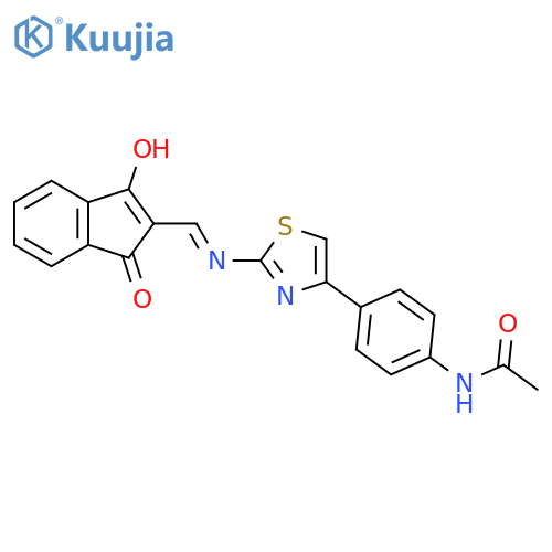 N-(4-(4-(((1,3-Dioxoindan-2-ylidene)methyl)amino)-3,5-thiazolyl)phenyl)ethanamide structure