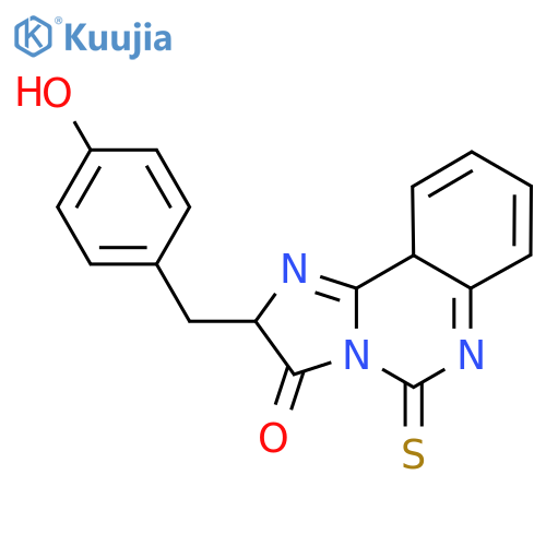 2-[(4-hydroxyphenyl)methyl]-5-sulfanylidene-2H,3H,5H,6H-imidazo[1,2-c]quinazolin-3-one structure