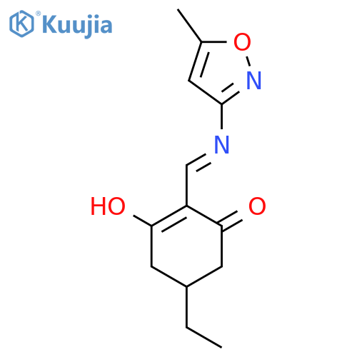 5-Ethyl-2-(((5-methylisoxazol-3-YL)amino)methylene)cyclohexane-1,3-dione structure