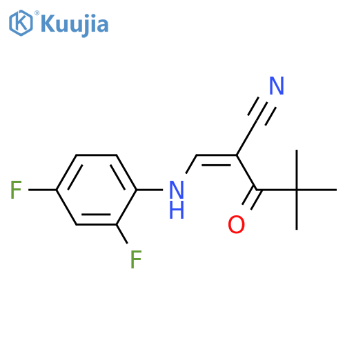 (2Z)-2-{[(2,4-difluorophenyl)amino]methylidene}-4,4-dimethyl-3-oxopentanenitrile structure