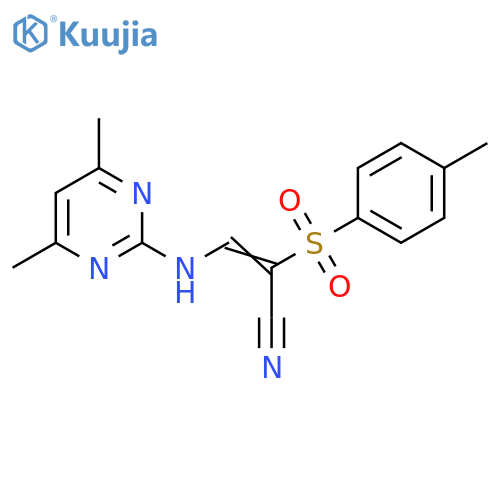 3-((4,6-Dimethylpyrimidin-2-YL)amino)-2-((4-methylphenyl)sulfonyl)prop-2-enenitrile structure
