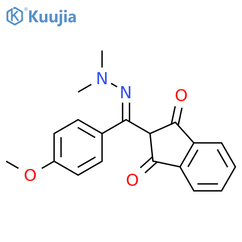 2-[(2,2-dimethylhydrazin-1-ylidene)(4-methoxyphenyl)methyl]-2,3-dihydro-1H-indene-1,3-dione structure