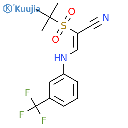2-((tert-Butyl)sulfonyl)-3-((3-(trifluoromethyl)phenyl)amino)prop-2-enenitrile structure