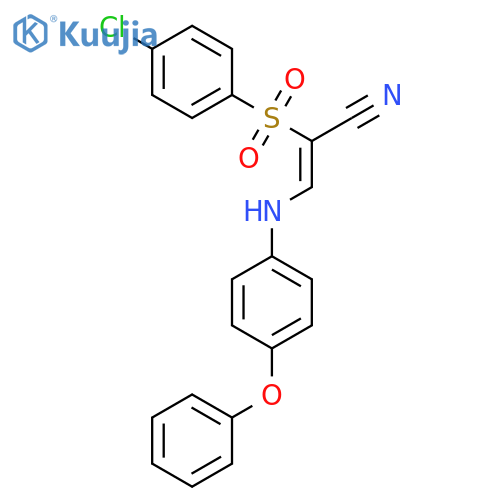 2-((4-Chlorophenyl)sulfonyl)-3-((4-phenoxyphenyl)amino)prop-2-enenitrile structure