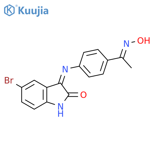 3-((4-((Hydroxyimino)ethyl)phenyl)imino)-5-bromoindolin-2-one structure