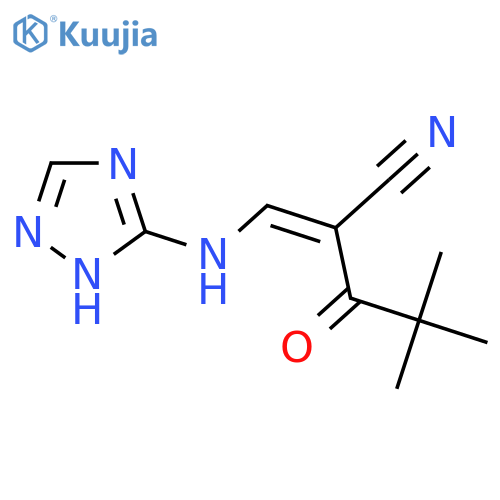 2-(2,2-Dimethylpropanoyl)-3-(5H-2,3,5-triazolylamino)prop-2-enenitrile structure