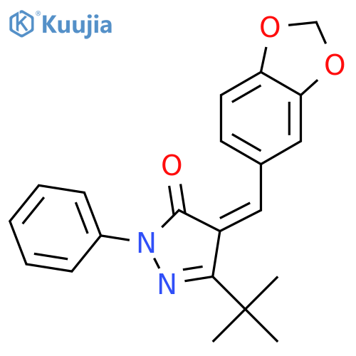 4-(1,3-benzodioxol-5-ylmethylidene)-5-tert-butyl-2-phenylpyrazol-3-one structure