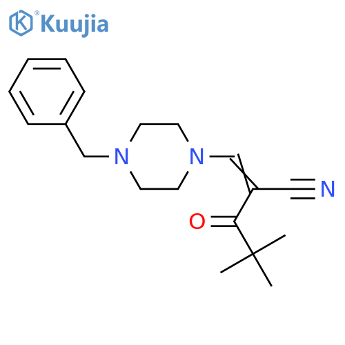 (Z)-3-(4-Benzylpiperazino)-2-(2,2-dimethylpropanoyl)-2-propenenitrile structure