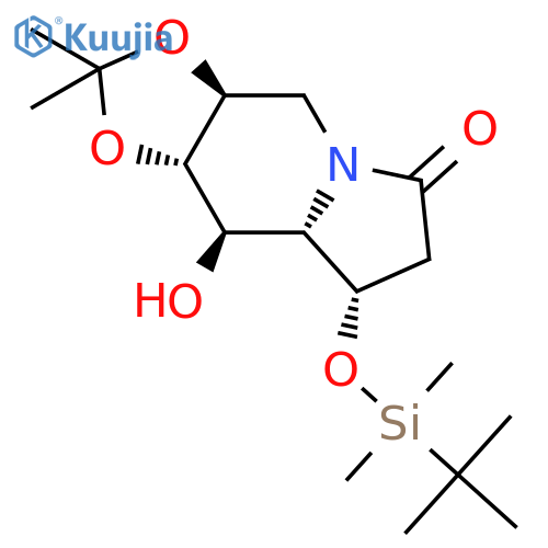 (3aS,8S,8aS,9R,9aS)-8-((tert-butyldimethylsilyl)oxy)-9-hydroxy-2,2-dimethylhexahydro-[1,3]dioxolo[4,5-f]indolizin-6(7H)-one structure