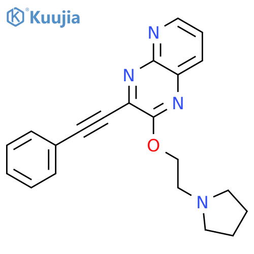 1-(2-{3-(2-phenylethynyl)pyrido2,3-bpyrazin-2-yloxy}ethyl)pyrrolidine structure