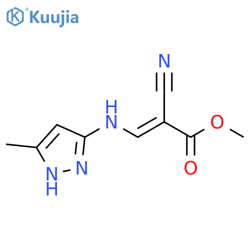 Methyl (E)-2-cyano-3-(3-methyl-1H-pyrazol-5-yl)amino-2-propenoate structure